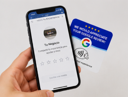 Pack de tarjetas NFC de reseñas de Google en abanico