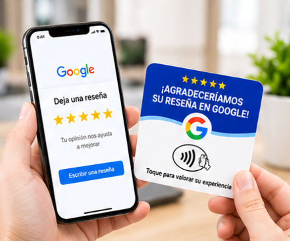 Tarjeta NFC de Reseñas de Google (Diseño en Español) – Consigue más opiniones en 1 toque