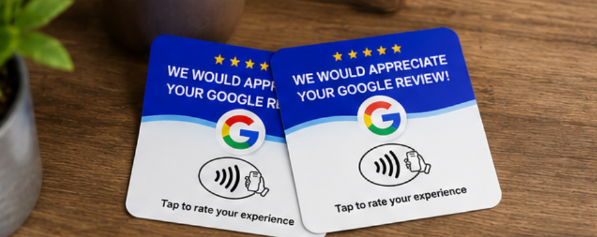 Móvil mostrando la pantalla de reseña al acercarlo a la tarjeta NFC