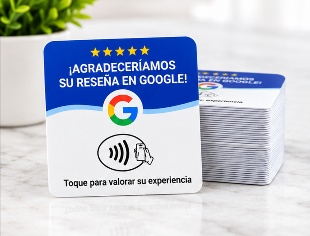 Tarjeta NFC de Reseñas de Google (Diseño en Español) – Consigue más opiniones en 1 toque